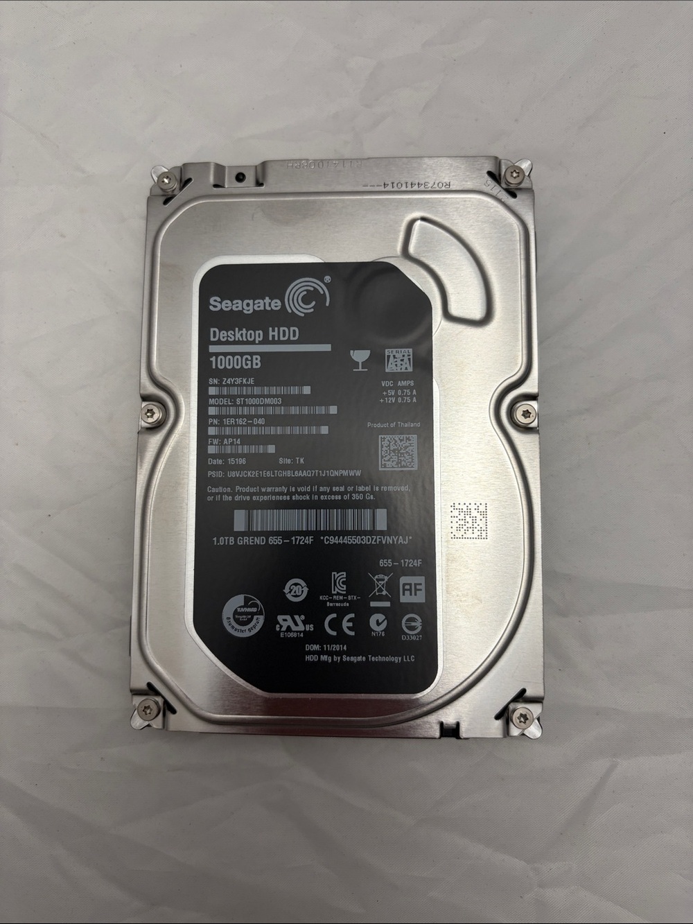 Seagate 1TB Desktop HDD - Silver/Black Internal Hard Drive
